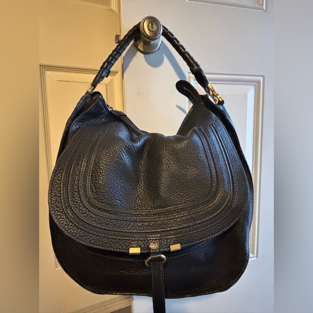 Chloe Elegant Marcie Black Leather Bag - Picture 3 of 16